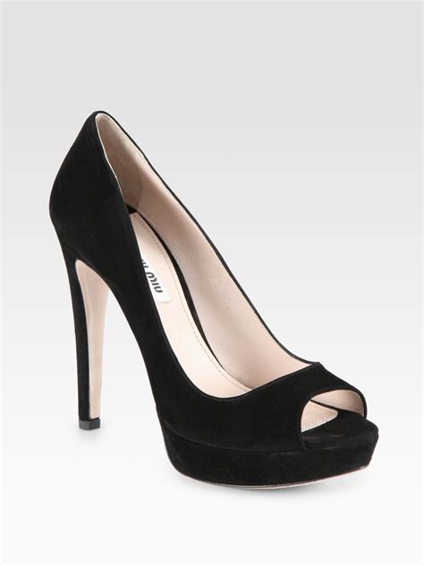 miu miu black suede platform pumps|Black Suede Platform Pumps .